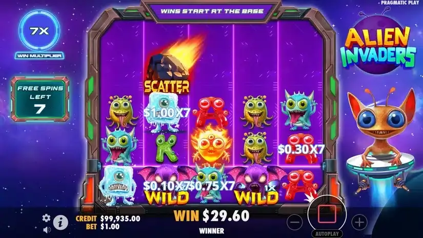 Alien Invaders slot screenshot 