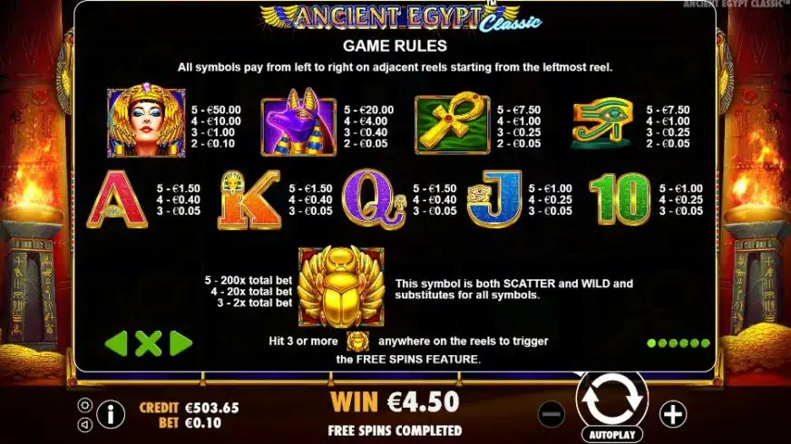 Ancient Egypt Classic slot screenshot 2
