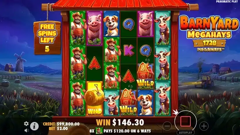 Barnyard Megahays Megaways slot screenshot 