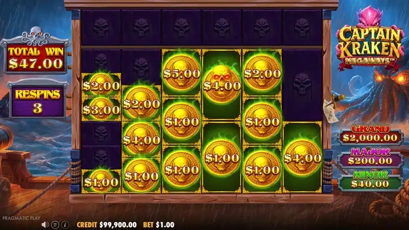 Captain Kraken Megaways slot screenshot 