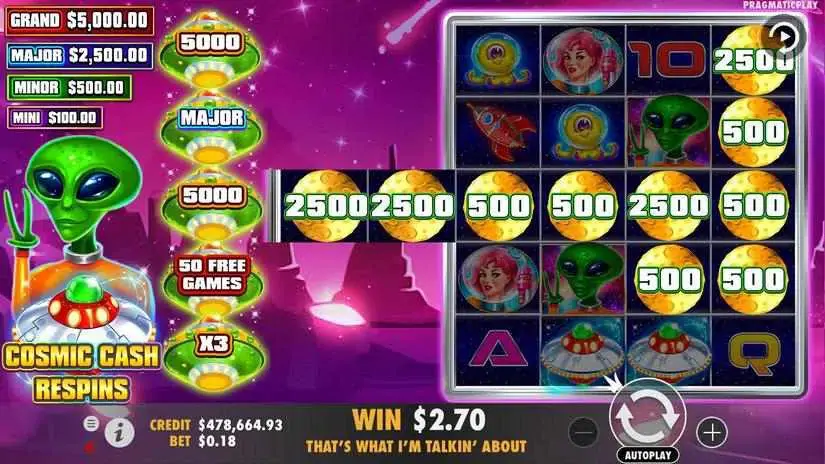 Cosmic Cash slot screenshot 