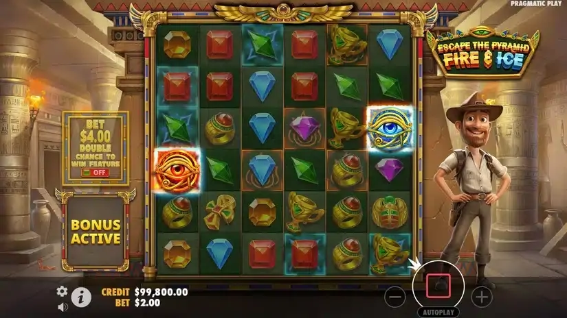 Escape the Pyramid – Fire & Ice slot screenshot 2