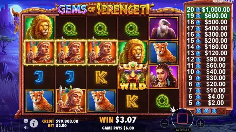 Gems of Serengeti slot screenshot 6