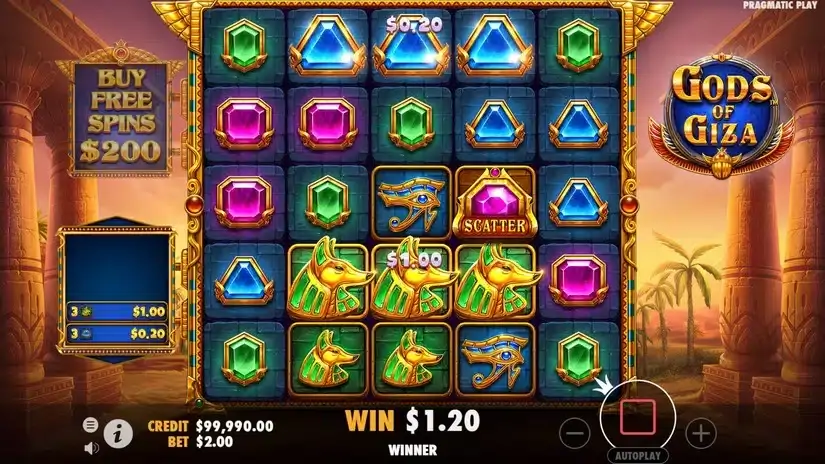 Gods of Giza slot screenshot 2