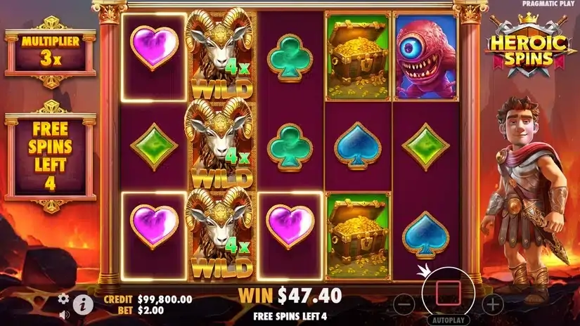 Heroic Spins slot screenshot 