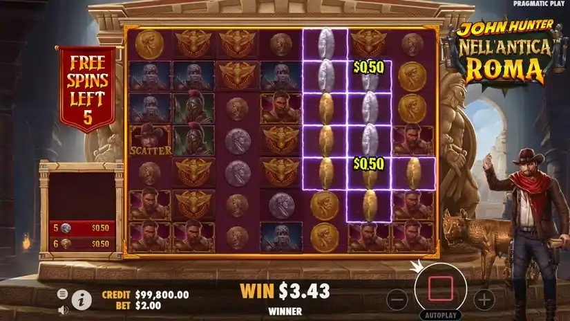 John Hunter Nell’Antica Roma slot screenshot 4