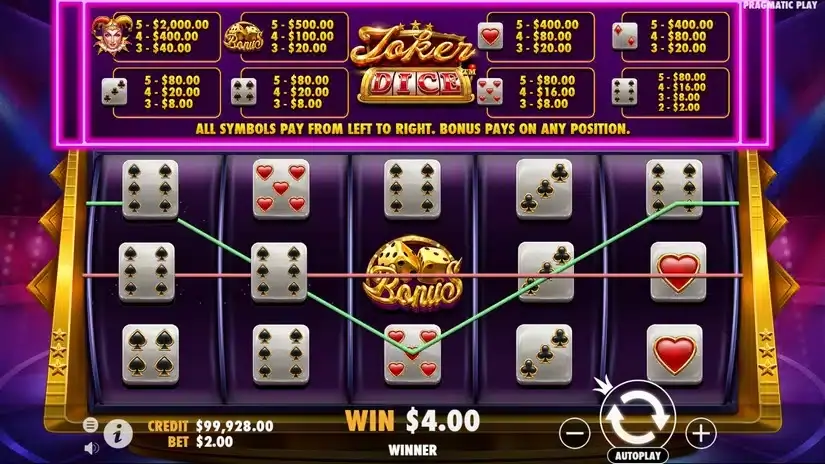 Joker’s Jewels Dice slot screenshot 3