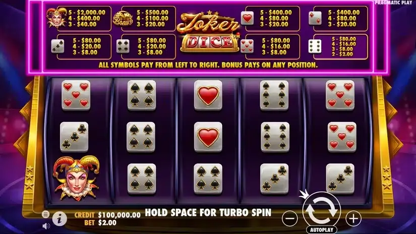 Joker’s Jewels Dice slot screenshot 