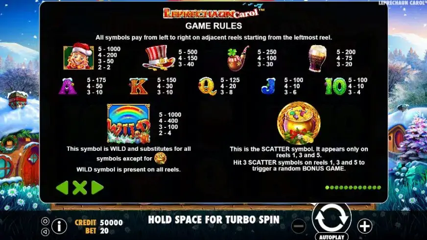 Leprechaun Carol slot screenshot 2