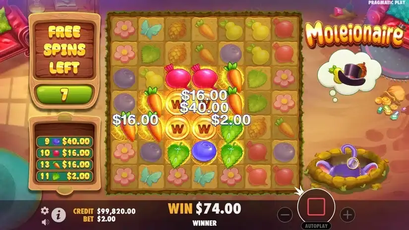 Moleionaire slot screenshot 3