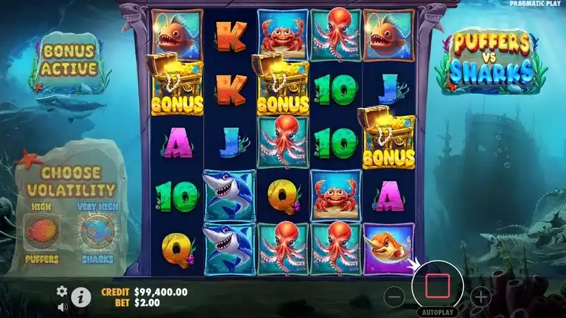 Puffers Vs Sharks slot screenshot 2