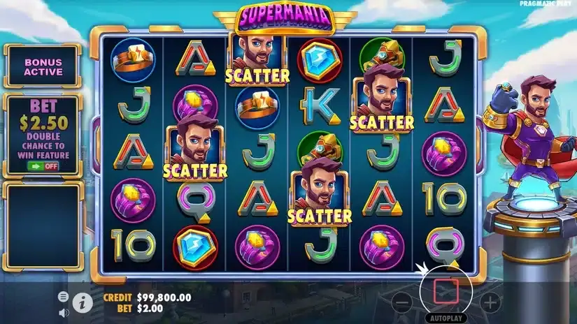 Supermania slot screenshot 2