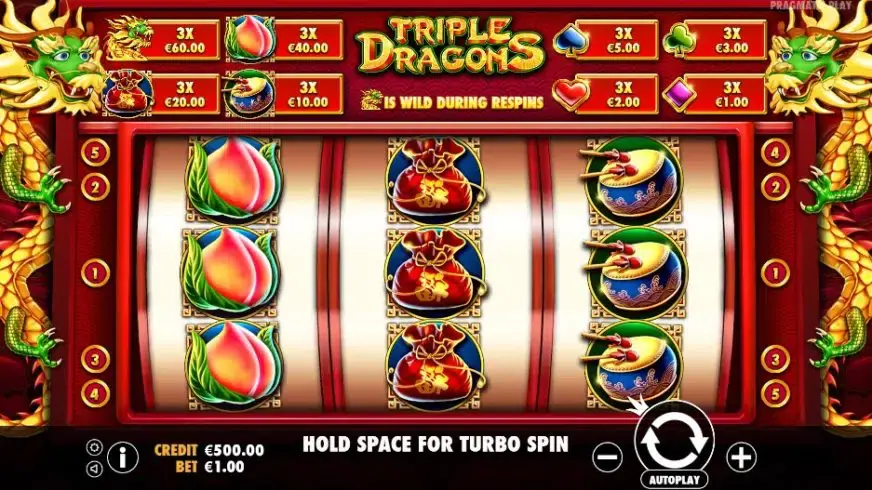 Triple Dragons slot screenshot 