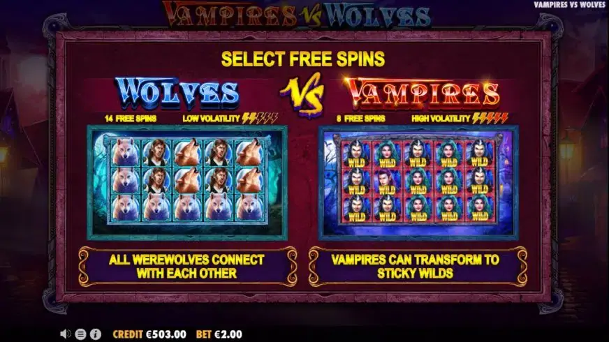 Vampires vs Wolves slot screenshot 3