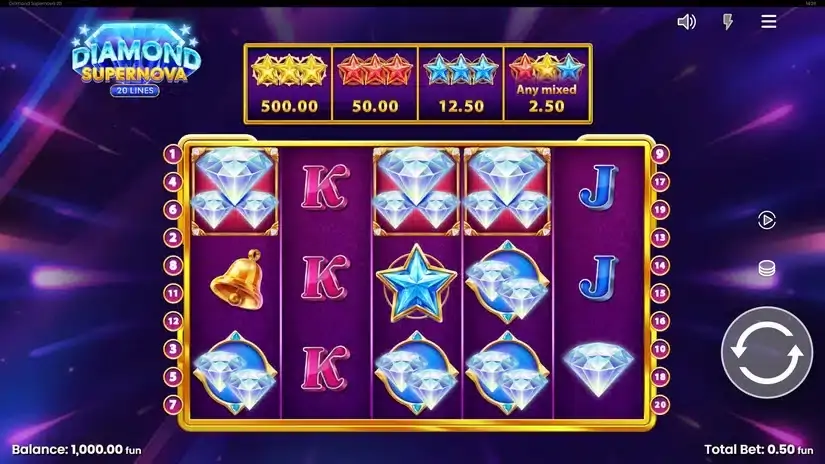 Diamond Supernova 20 slot screenshot 1