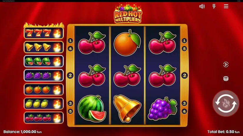 Red Hot Multipliers slot screenshot 1