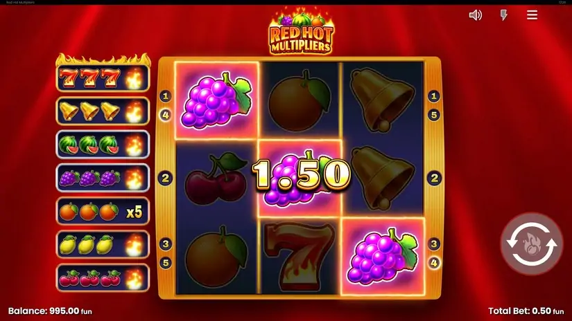 Red Hot Multipliers slot screenshot 3