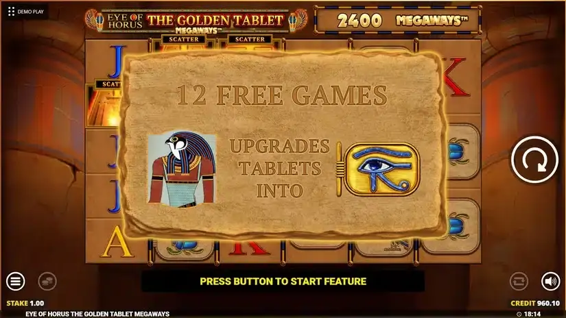 Eye Of Horus The Golden Tablet Megaways slot screenshot 2