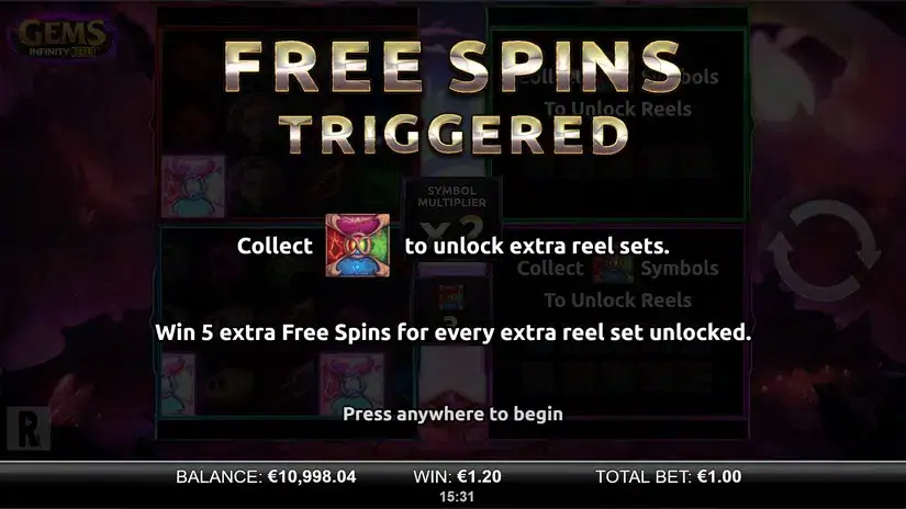 Gems Infinity Reels slot screenshot 2
