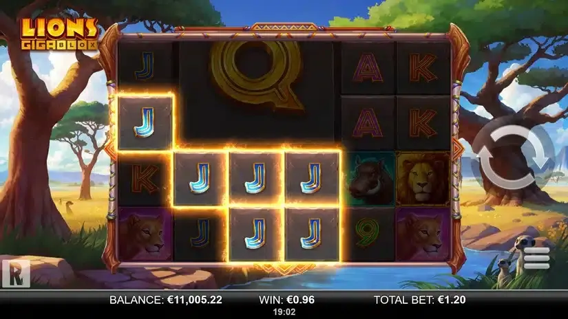 Lions GigaBlox slot screenshot 