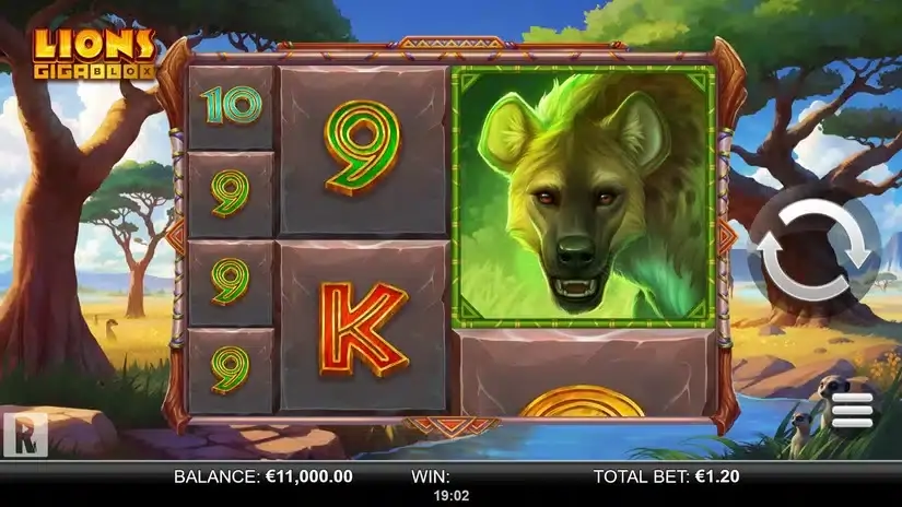 Lions GigaBlox slot screenshot 