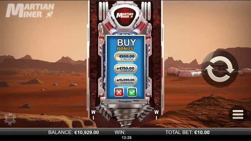 Martian Miner Infinity Reels slot screenshot 2