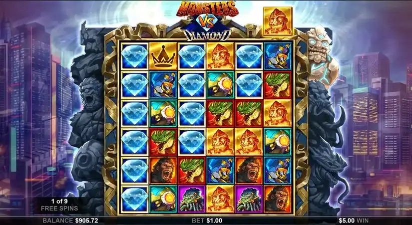 Monsters Vs Diamonds slot screenshot 