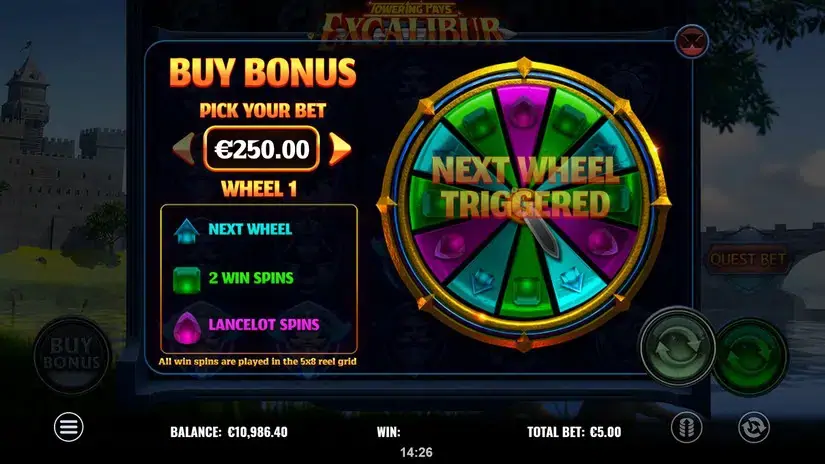 Towering Pays Excalibur slot screenshot 3