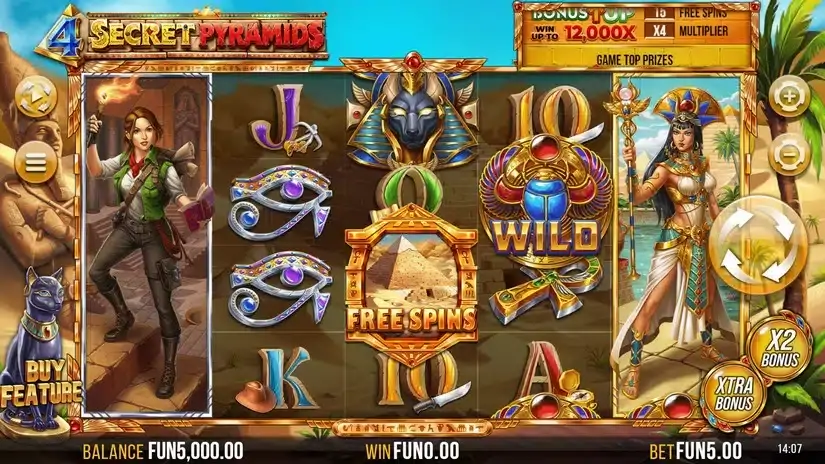 4 Secret Pyramids slot screenshot 