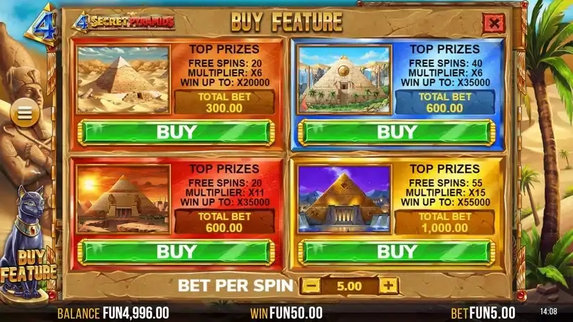 4 Secret Pyramids slot screenshot 3