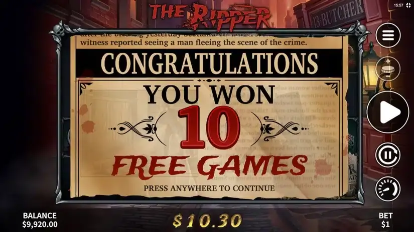 The Ripper slot screenshot 2