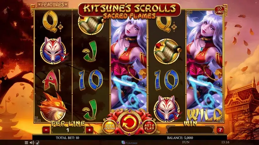 Kitsune’s Scrolls Sacred Flames slot screenshot 1