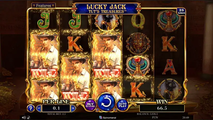 Lucky Jack Tuts Treasures slot screenshot 2
