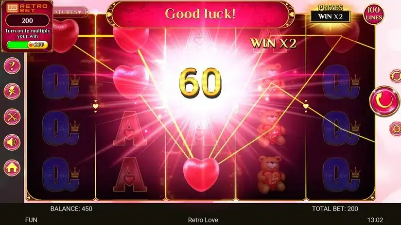 Retro Love slot screenshot 2
