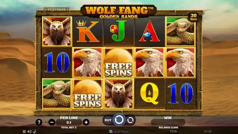 Wolf Fang – Golden Sands slot screenshot 1
