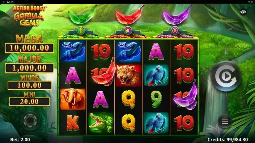 Action Boost Gorilla Gems slot screenshot 2
