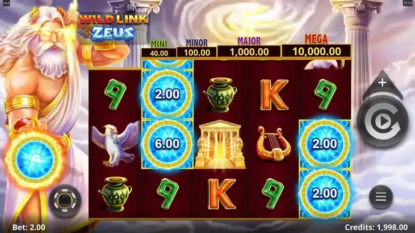 Wild Link Zeus slot screenshot 