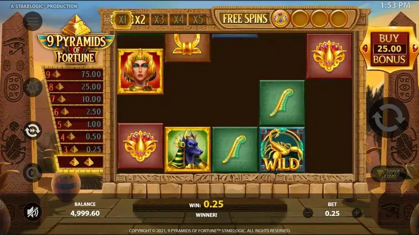 9 Pyramids of Fortune slot screenshot 2