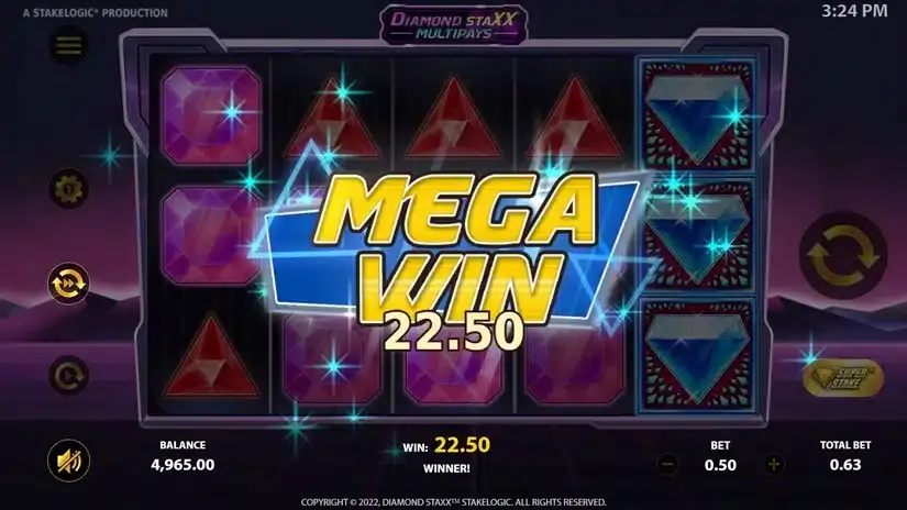 Diamond Staxx Multipays slot screenshot 