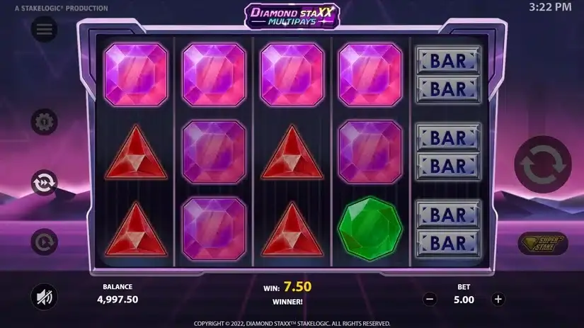 Diamond Staxx Multipays slot screenshot 2