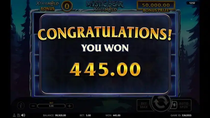 Mystic Bear XtraHold slot screenshot 