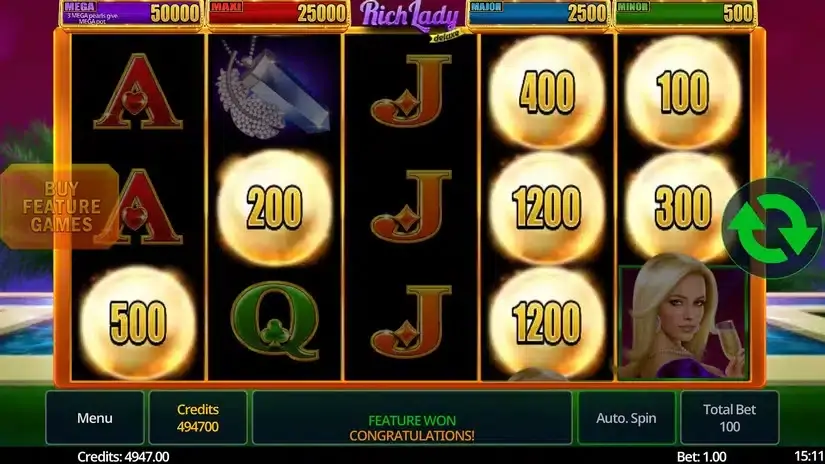 Rich Lady Deluxe slot screenshot 2