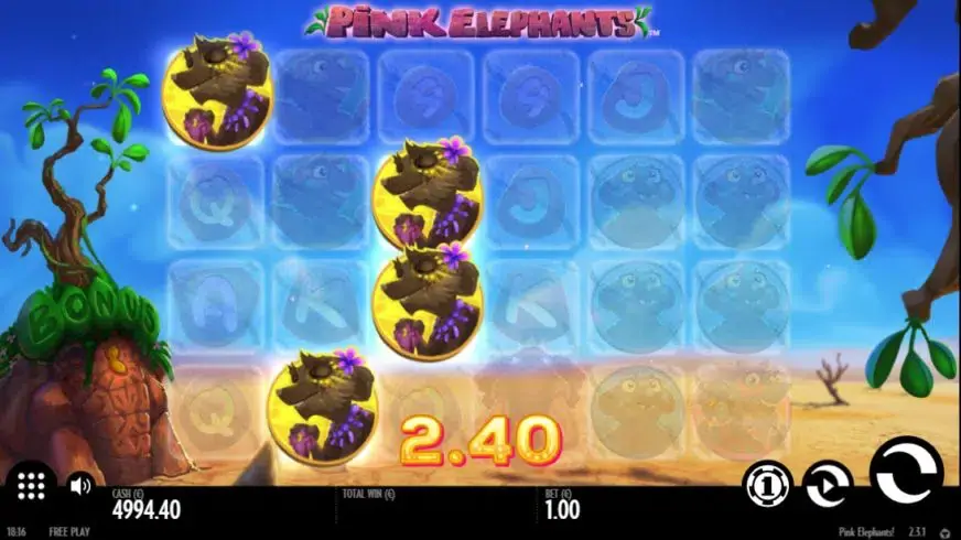 Pink Elephants slot screenshot 2