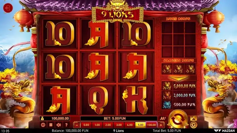 9 Lions slot screenshot 