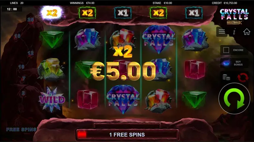 Crystal Falls Multimax slot screenshot 3