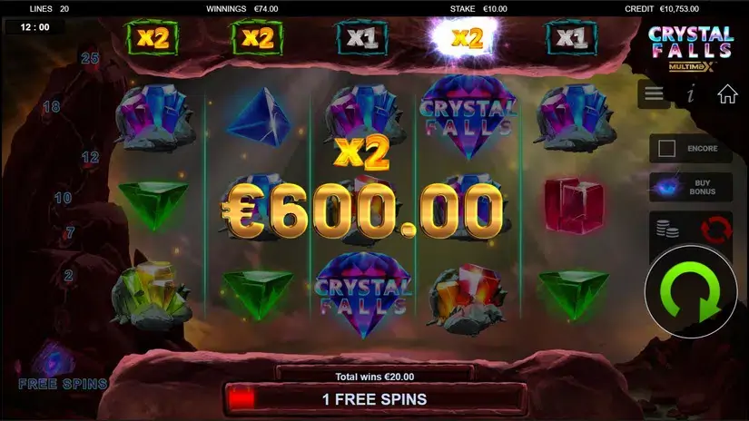 Crystal Falls Multimax slot screenshot 4