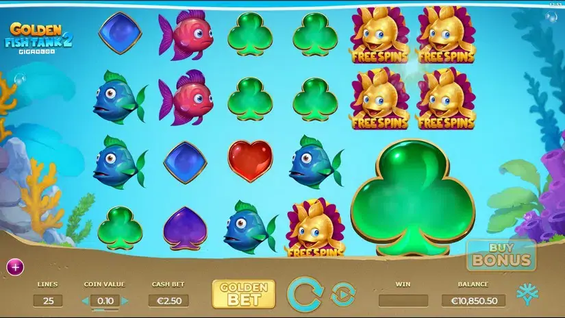 Golden Fish Tank 2 Gigablox slot screenshot 3