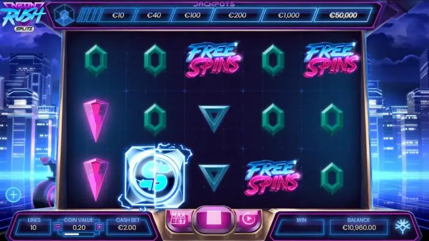 Neon Rush Splitz slot screenshot 3