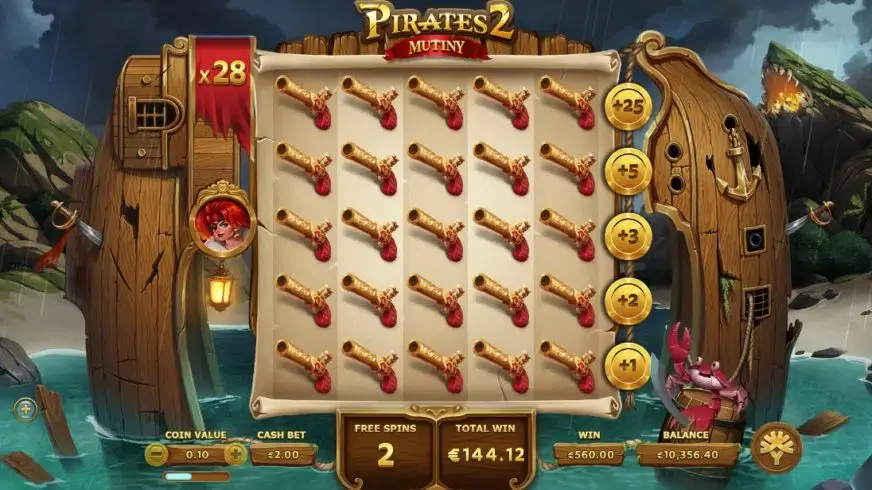 Pirates 2 Mutiny slot screenshot 