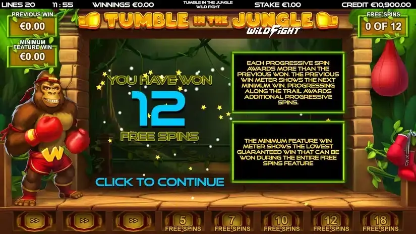 Tumble in the Jungle Wild Fight slot screenshot 2